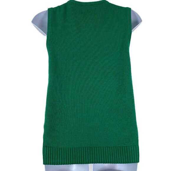 Ugly Christmas Sweater Size Medium Sweater Vest V Neck Green Red Santa Claus - Picture 2 of 5